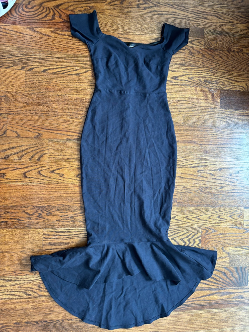 Lulu's Navy Off-Shoulder Mermaid bodycon Dress